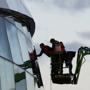 Workers cleaned the Bolshoy Ice Dome on Tuesday. 
